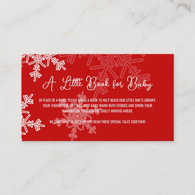 Diaper Raffle Minimalist Red Snowflake Pattern  Enclosure Card (Front)