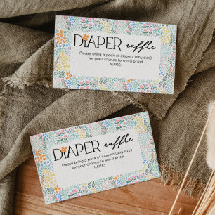 Diaper Raffle Modern Floral Baby Shower Enclosure Card