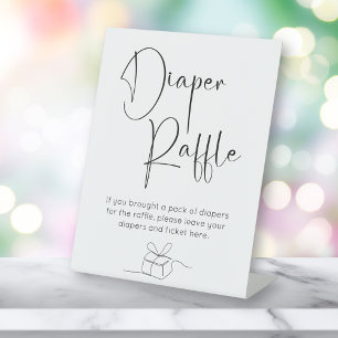 Diaper Raffle Modern Script Baby Shower Pedestal Sign