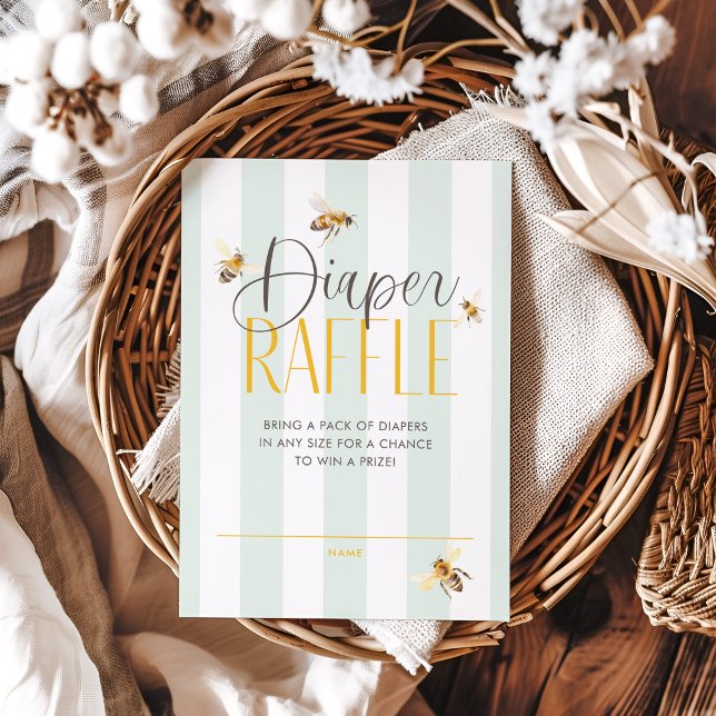 Diaper Raffle Mummy to Bee Neutral Baby Shower Enclosure Card (Creator Uploaded)