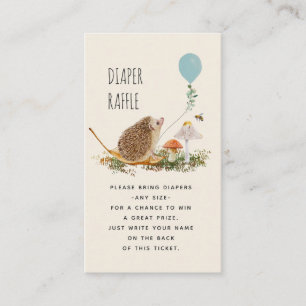 Diaper Raffle Mushrooms Hedgehog Blue Balloon Enclosure Card