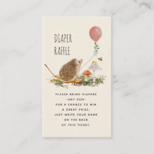 Diaper Raffle Mushrooms Hedgehog Pink Balloon Enclosure Card