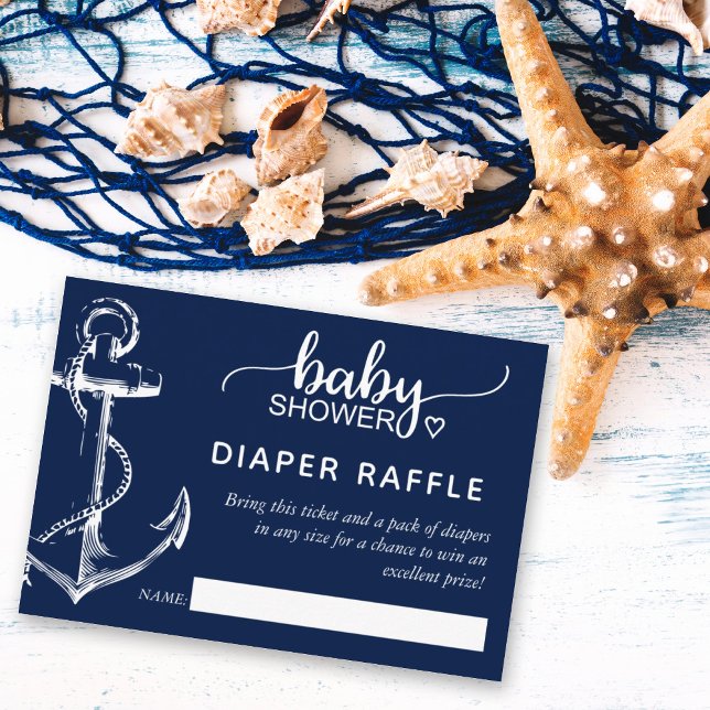 Diaper Raffle Nautical Anchor Baby Shower Enclosure Card (Creator Uploaded)