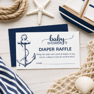 Diaper Raffle Nautical Anchor Navy Blue Enclosure Card