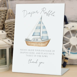 Diaper Raffle Nautical Baby Shower Pedestal Sign