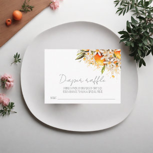Diaper Raffle Orange Citrus Tangerine Baby Shower Enclosure Card