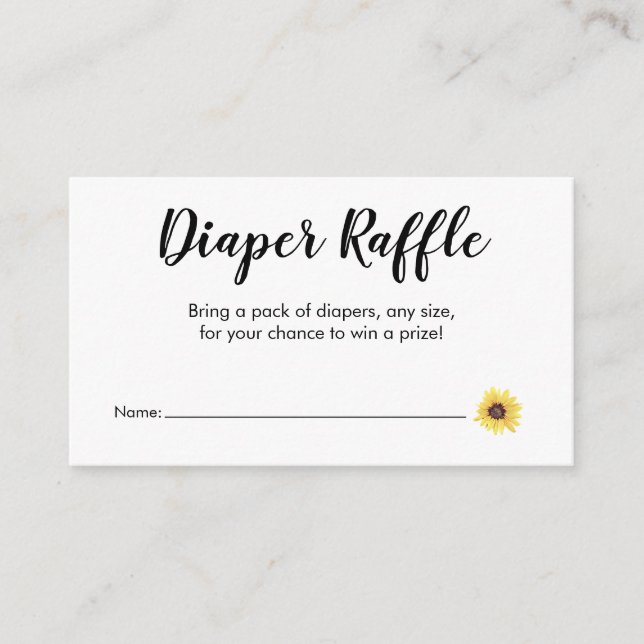 Diaper Raffle Painted Sunflower Enclosure Card (Front)