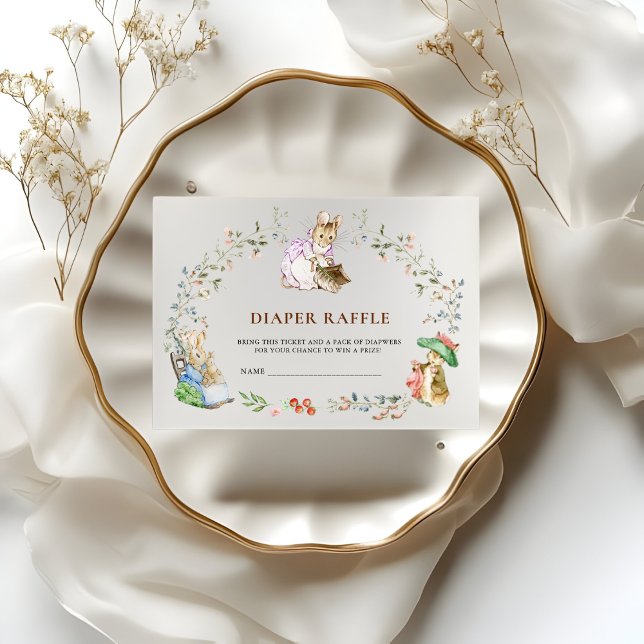 Diaper Raffle Peter Rabbit Baby Shower Ticket Enclosure Card (Creator Uploaded)