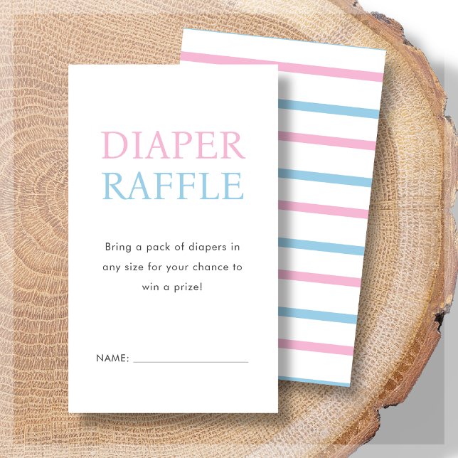 Diaper Raffle | Pink & Blue Baby Shower  Enclosure Card (Creator Uploaded)