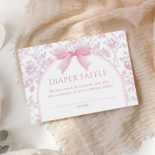 Diaper Raffle Pink Bow Baby Shower Enclosure Card