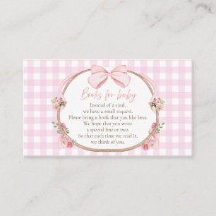 Diaper Raffle Pink Bow Gingham, Bunny Baby Shower  Enclosure Card