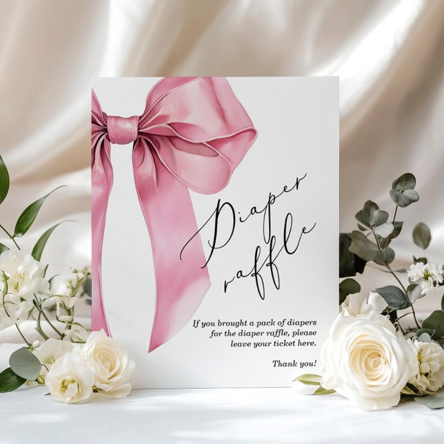 Diaper raffle Pink Bow girl baby shower Poster (Creator Uploaded)