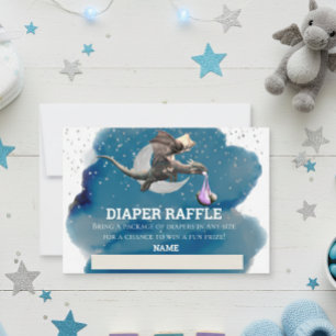 Diaper Raffle Pink  Dragon Silver Star Invitation