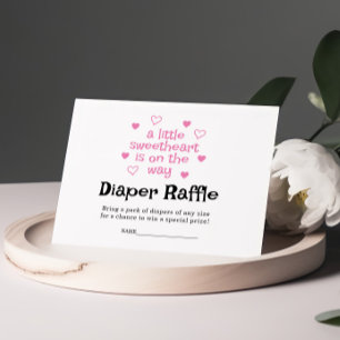 Diaper Raffle Pink Girl Baby Shower Card