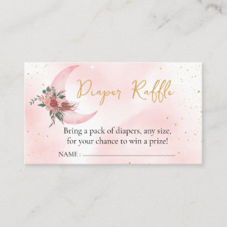 Diaper Raffle Pink Gold We are over the Moon Enclosure Card