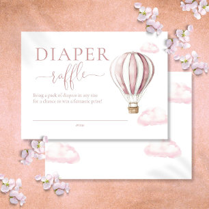 Diaper Raffle Pink Hot Air Balloon Baby Shower Enclosure Card