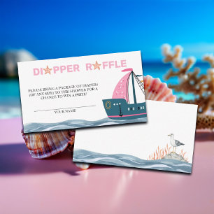 Diaper Raffle Pink Nautical Baby Shower Enclosure Card