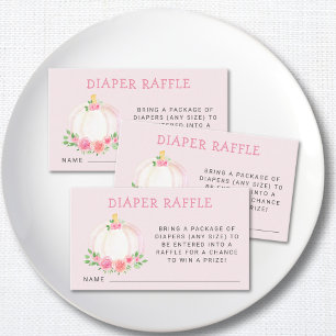 Diaper Raffle Pink Pumpkin Baby Shower Enclosure Card