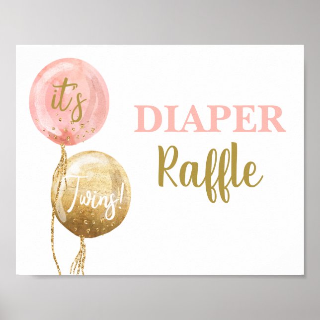 Diaper Raffle pink twin girls sign (Front)