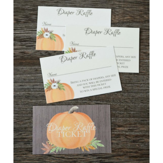 Diaper Raffle Pumpkin Fall Baby Shower Business Card (Creator Uploaded)