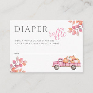 Diaper Raffle Pumpkin Pink Girl Baby Shower Enclosure Card