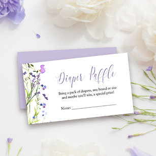 Diaper Raffle Purple Wildflower Baby Shower Enclosure Card