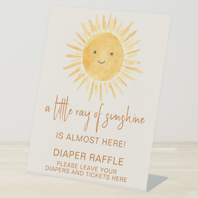 Diaper Raffle Ray Of Sunshine Baby Shower  Pedestal Sign (Creator Uploaded)