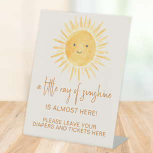 Diaper Raffle Ray Of Sunshine Baby Shower  Pedestal Sign