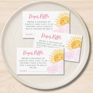 Diaper Raffle Ray Of Sunshine Girl's Baby Shower Enclosure Card