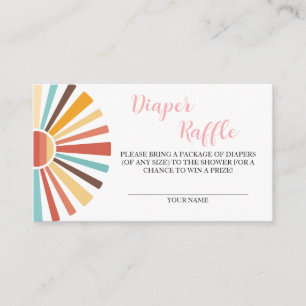 Diaper Raffle Ray of Sunshine Pink Baby Shower Enclosure Card