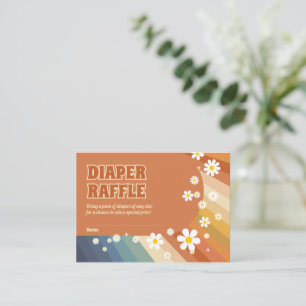 Diaper Raffle Retro Rainbow Hippie Daisy Enclosure Card
