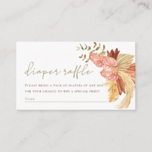 Diaper Raffle Rust floral Boho Baby Shower Enclosure Card