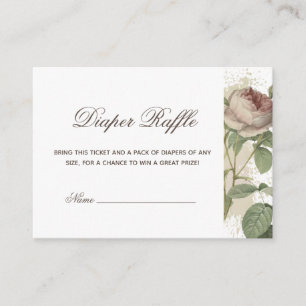 Diaper Raffle Rustic Floral Modern Dusty Rose Baby Enclosure Card