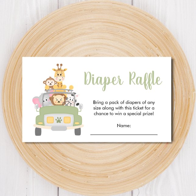 Diaper Raffle Safari Baby Shower Enclosure Card (Creator Uploaded)