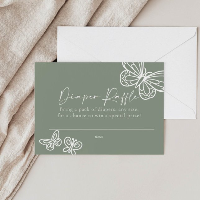 Diaper Raffle Sage Green Baby Shower Card  (Creator Uploaded)