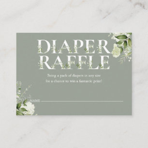 Diaper Raffle Sage Greenery Baby Shower Enclosure Card