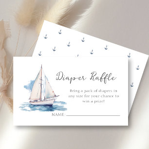 Diaper Raffle   Sail Boat Baby Shower  Enclosure Card