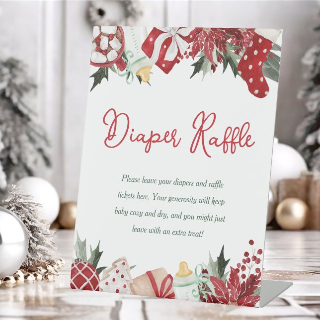 Diaper Raffle Santa Baby Shower  Pedestal Sign (Creator Uploaded)