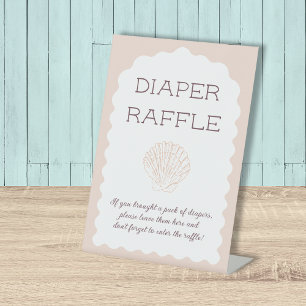 Diaper Raffle Sign Beach Babe Seashell Baby Shower
