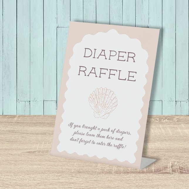 Diaper Raffle Sign Beach Babe Seashell Baby Shower (Diaper Raffle Sign Beach Babe Seashell Baby Shower)