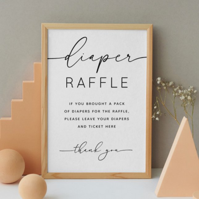 Diaper Raffle sign. Minimalist baby shower game Poster (Creator Uploaded)