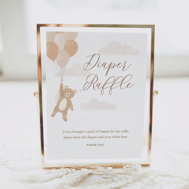 Diaper Raffle Sign We Can Bearly Wait Baby Shower (Creator Uploaded)