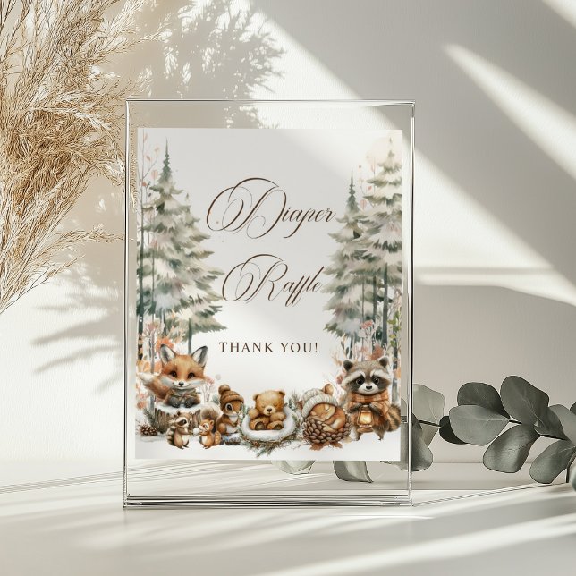 Diaper Raffle Sign Winter Watercolor Animals (Creator Uploaded)