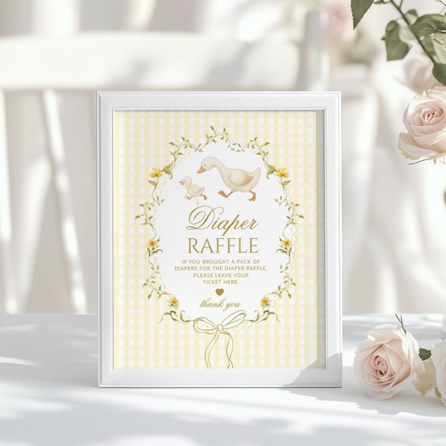 Diaper raffle Silly Goose gender neutral gingham Poster (Creator Uploaded)