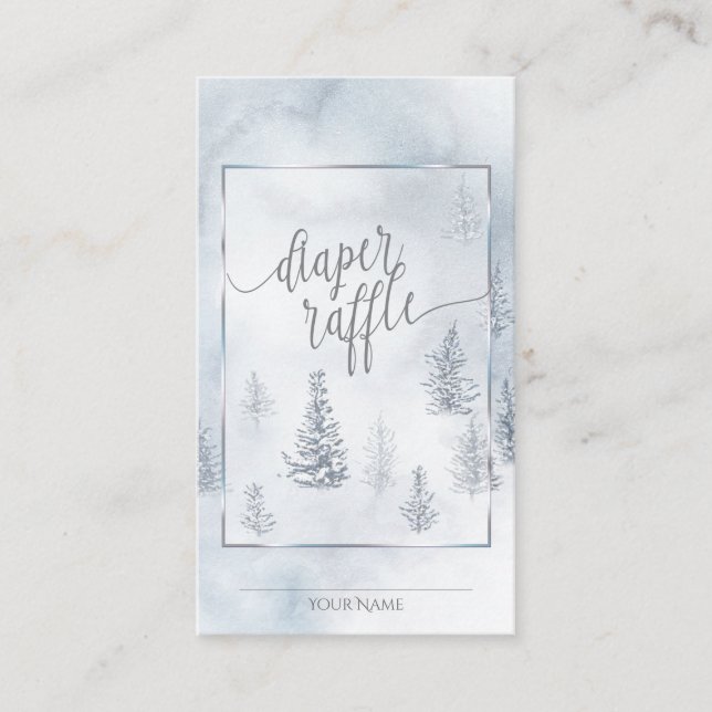 Diaper Raffle | Silver Blue Winter Wonderland Advice Card (Front)