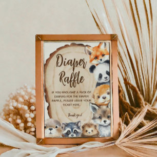 Diaper Raffle Slice Animal Baby Shower Game Sign
