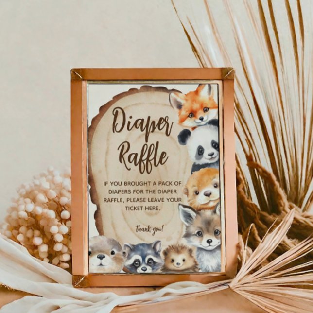 Diaper Raffle Slice Animal Baby Shower Game Sign (Creator Uploaded)