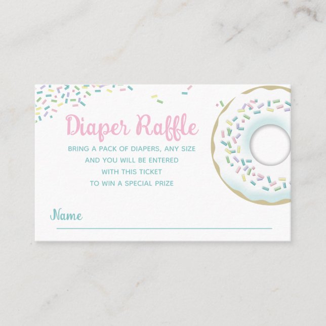 Diaper Raffle Sprinkle Doughnut Baby Shower Business Card (Front)