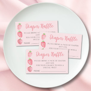 Diaper Raffle Strawberry Baby Shower Enclosure Card