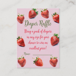 Diaper raffle Strawberry baby shower Enclosure Card